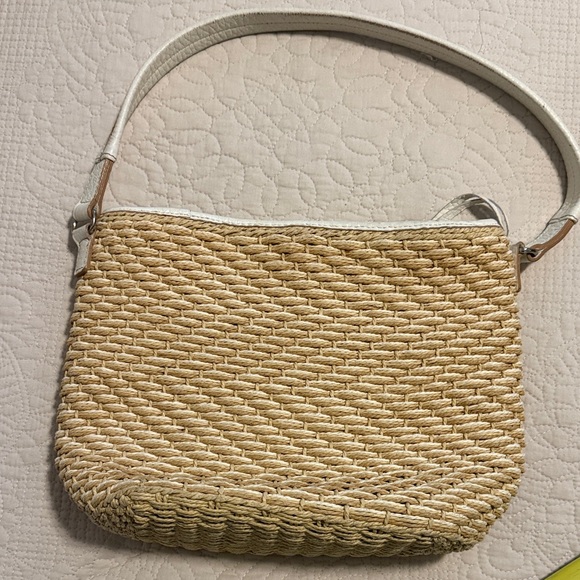 Brighton Colby Cream Leather and Tan Woven Shoulder/Saddle Bag - Picture 7 of 10